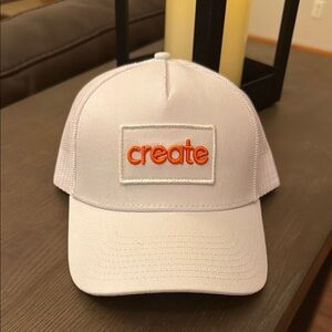 White and Orange 'Create' Cap